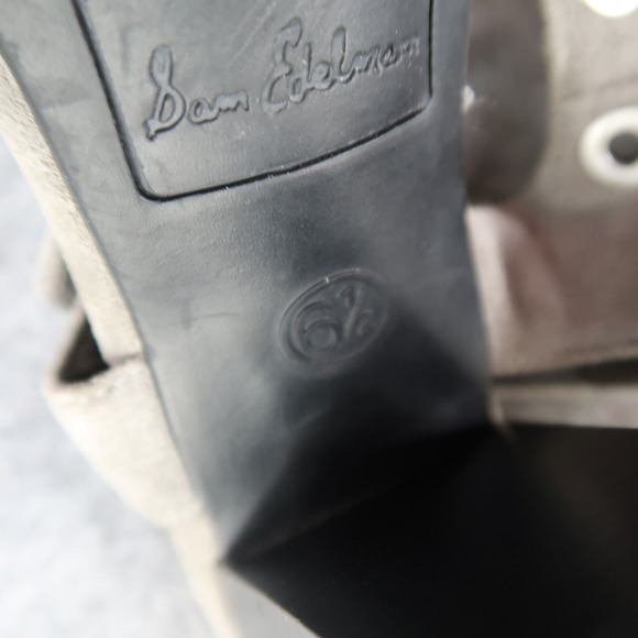 Sam Edelman Shoes Womens 6.5 Heeled Sandals Ankle Straps Leather Block Heel Grey - Picture 13 of 15